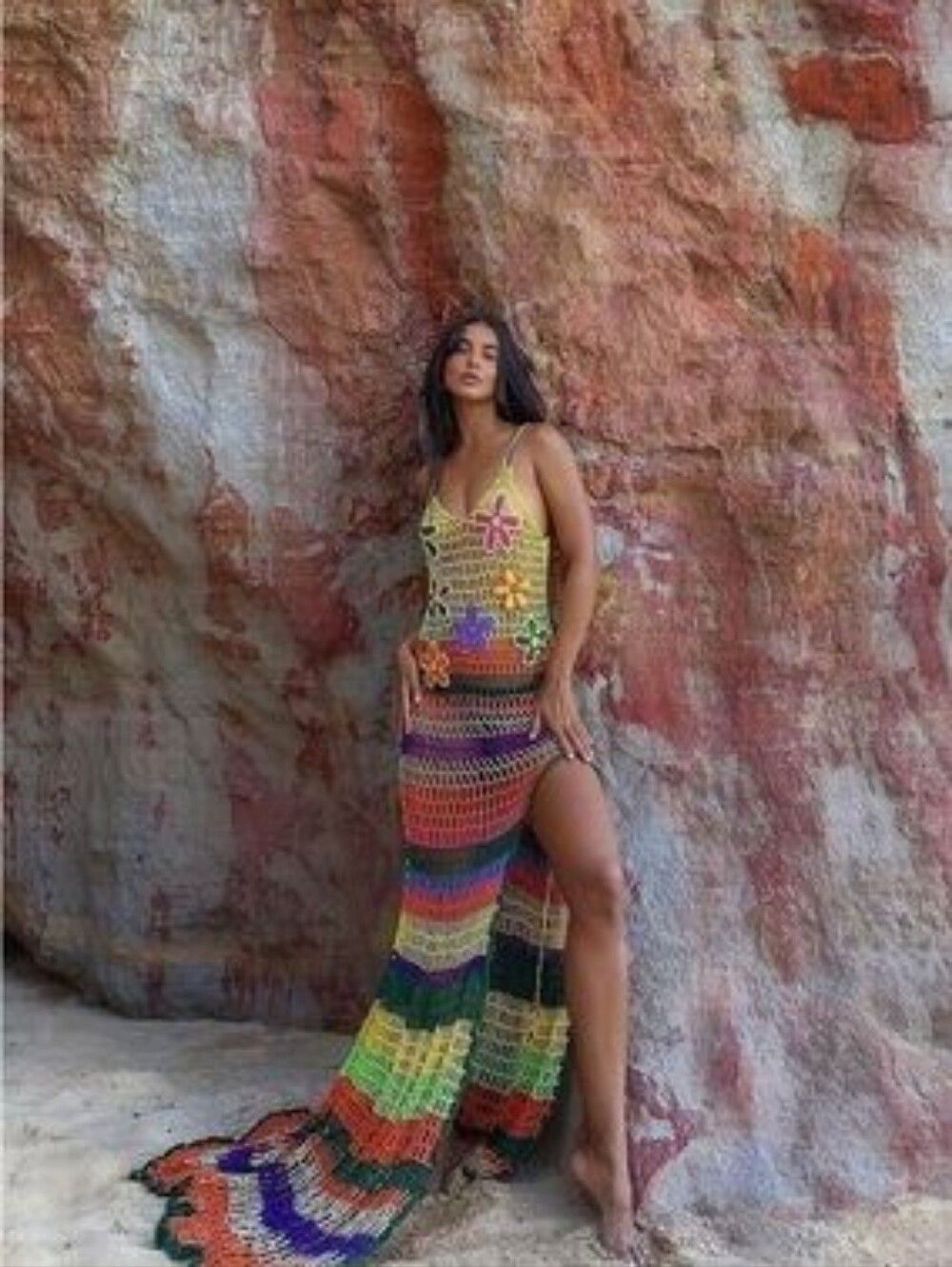 Fashion Nova Bella Crochet Maxi Dress Swim Coverup Small NWT
